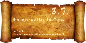 Bosnyakovits Tímea névjegykártya